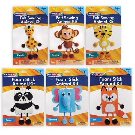 Creativity Street Animal Craft Kits, Felt & Foam, 6 Kits PACACANMKIT3